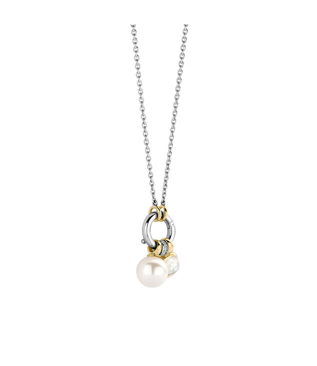 TI SENTO Necklace 34114YP - Silver plated, Pearl with yellow gold plated