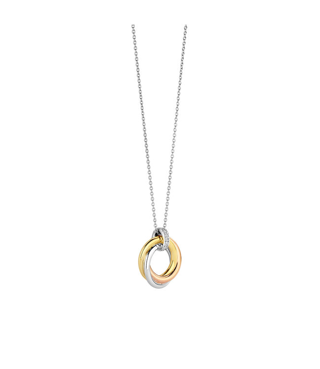 TI SENTO Ketting 3972ZT - Platina zilver geel verguld rose verguld, Zirkonia