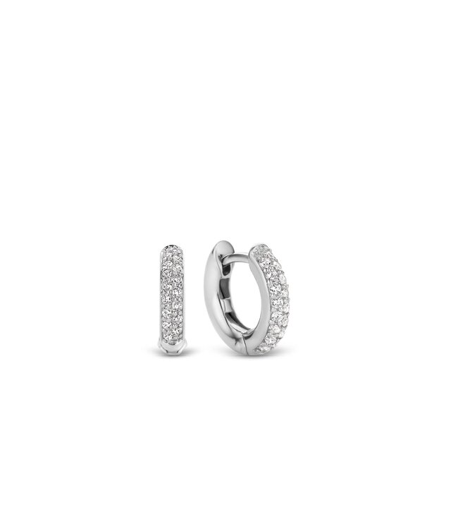 TI SENTO Kleine oorringen - 7210ZI - Zilver platina verguld, Zirconia wit