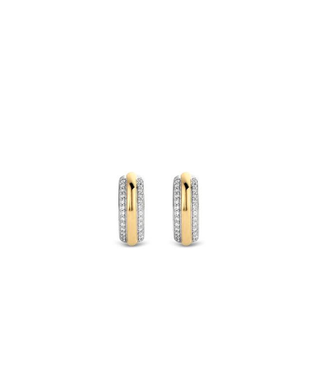 TI SENTO Kleine oorringen - 7786ZY - Zilver verguld, Zirkonia met geel verguld