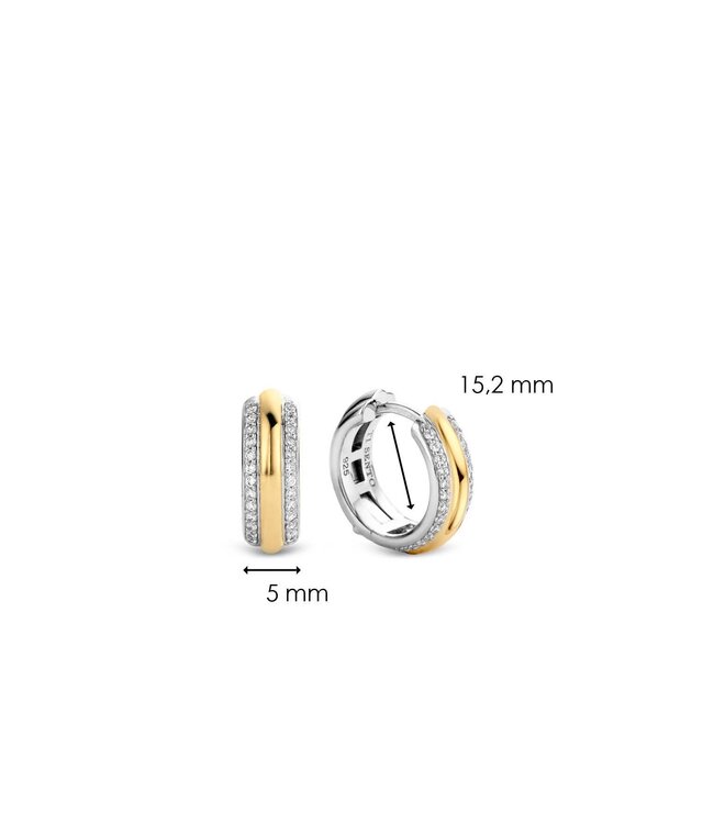 TI SENTO Kleine oorringen - 7786ZY - Zilver verguld, Zirkonia met geel verguld
