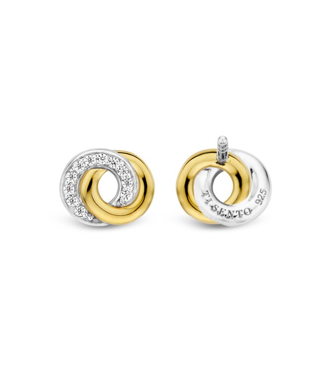 TI SENTO Earrings 7784ZY - Silver plated, Zirconia white yellow gold plated