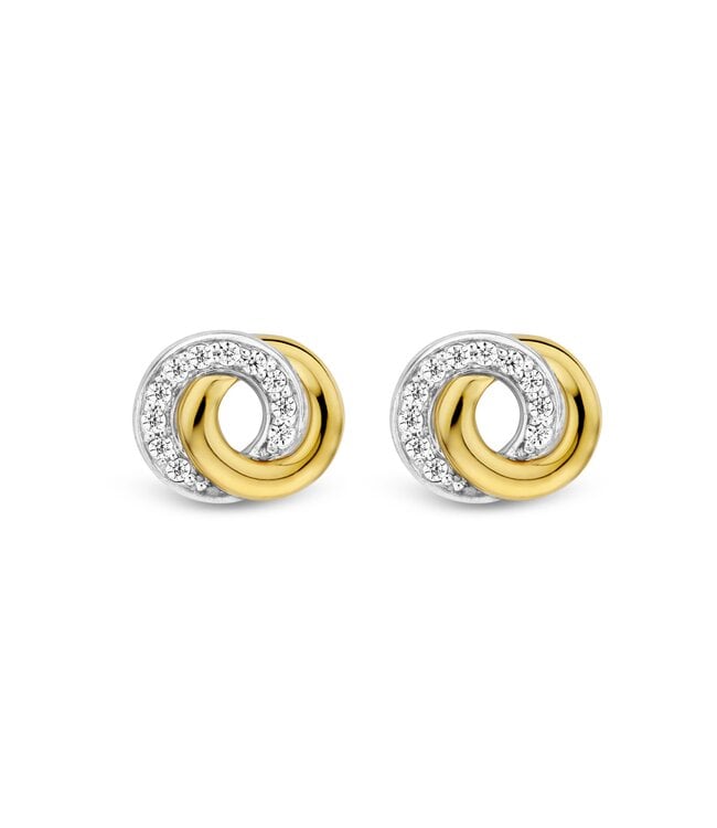 TI SENTO Earrings 7784ZY - Silver plated, Zirconia white yellow gold plated