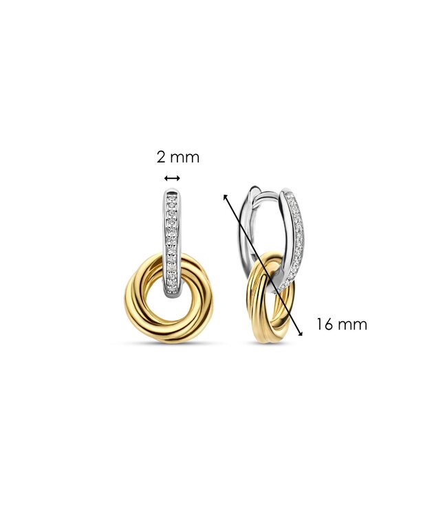 TI SENTO Oorbellen 7857ZY - Zilver verguld, Zirkonia met geel verguld