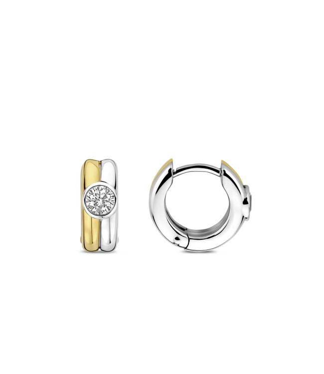 TI SENTO Earrings 7980ZY - Silver plated, Zirconia white yellow gold plated