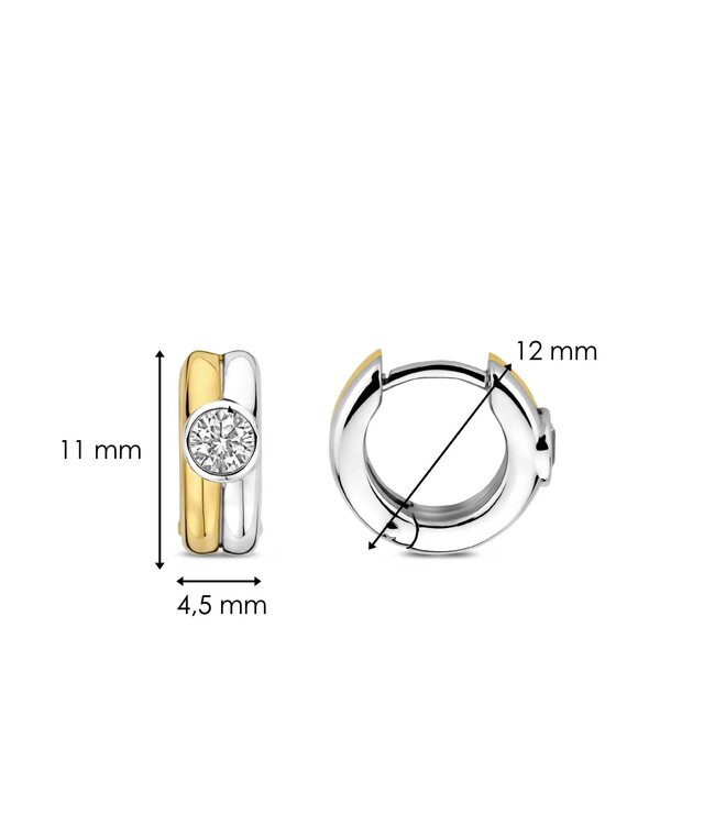 TI SENTO Earrings 7980ZY - Silver plated, Zirconia white yellow gold plated