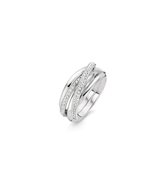 TI SENTO Ring 12056ZI - Zilver platina verguld, Zirconia wit