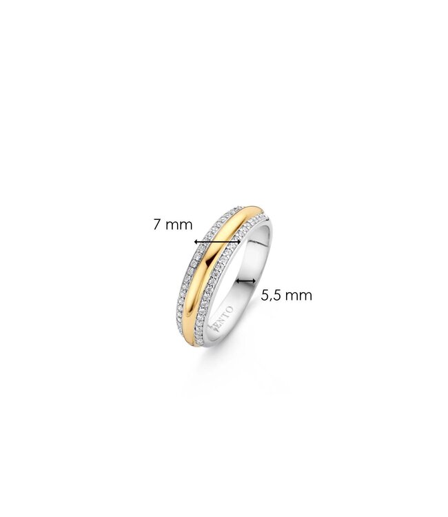 TI SENTO Ring 12144ZY - Silver plated, Zirconia white yellow gold plated