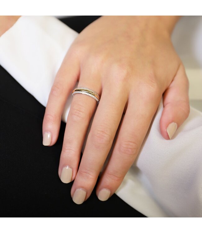 TI SENTO Ring 12144ZY - Silver plated, Zirconia white yellow gold plated