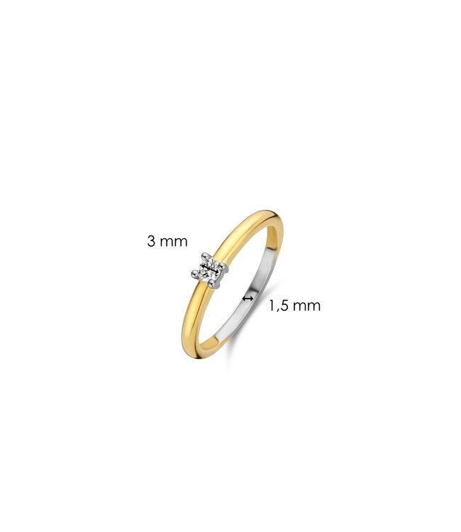 TI SENTO Ring 12211ZY - Zilver verguld, Zirkonia met geel verguld