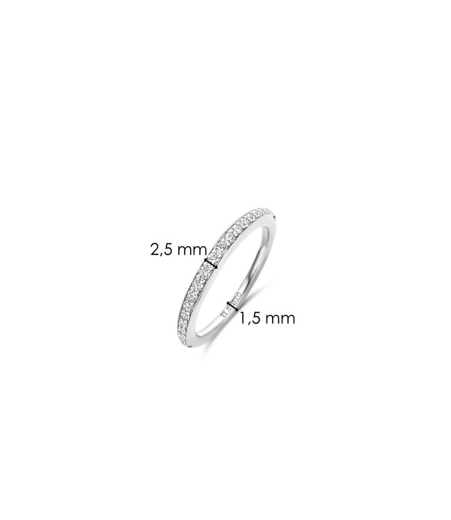 TI SENTO Ring 12317ZI - Zilver platina verguld, Zirconia wit