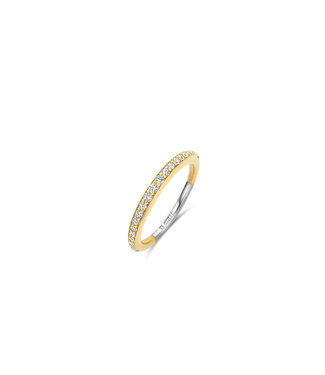 Ring 12317ZY - Sterlingsilber mit gelb Vergoldung, Zirkonia Weiß mit Gelb-Vergoldung