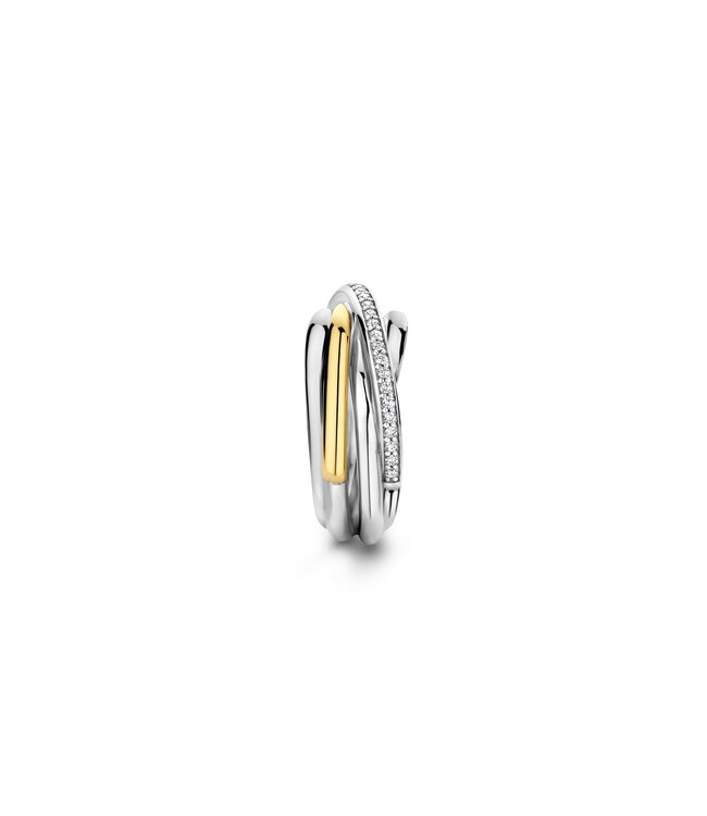 TI SENTO Ring 12318ZY - Silver plated, Zirconia white yellow gold plated