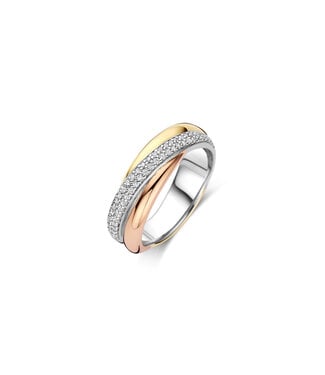 Ring 12343ZT - Platinum-plated silver yellow gold plated rose gold plated, Silver yellow gold plated rose gold plated