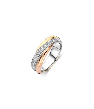 Ring 12343ZT - Silber plattiert mit Platin Gelbvergoldung Rosévergoldung, Silber gelbvergoldet rosévergoldet