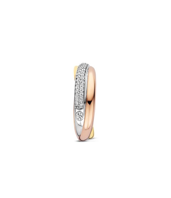 TI SENTO Ring 12343ZT - Platinum-plated silver yellow gold plated rose gold plated, Silver yellow gold plated rose gold plated