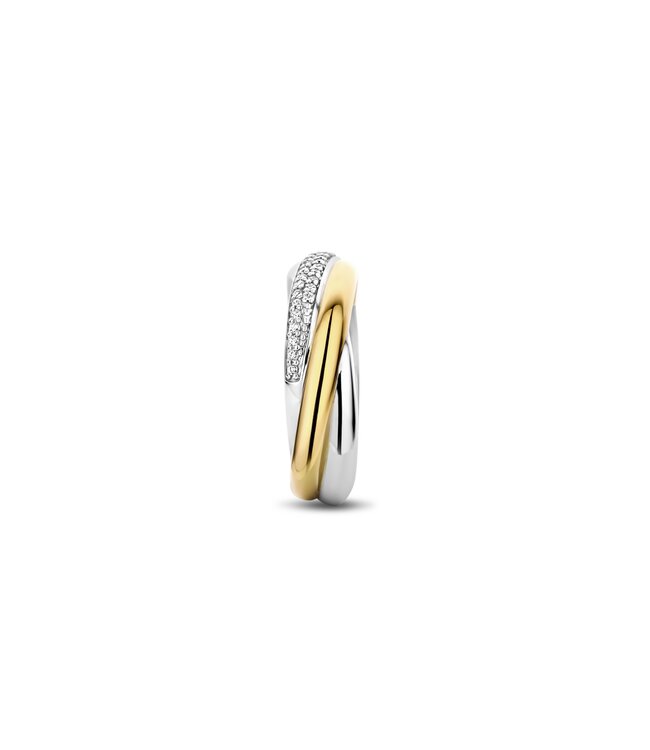 TI SENTO Ring 12343ZY - Sterlingsilber mit gelb Vergoldung, Zirkonia Weiß mit Gelb-Vergoldung