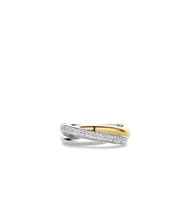TI SENTO Ring 12343ZY - Silver plated, Zirconia white yellow gold plated