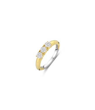 Ring 12349ZY - Sterlingsilber mit gelb Vergoldung, Zirkonia Weiß mit Gelb-Vergoldung