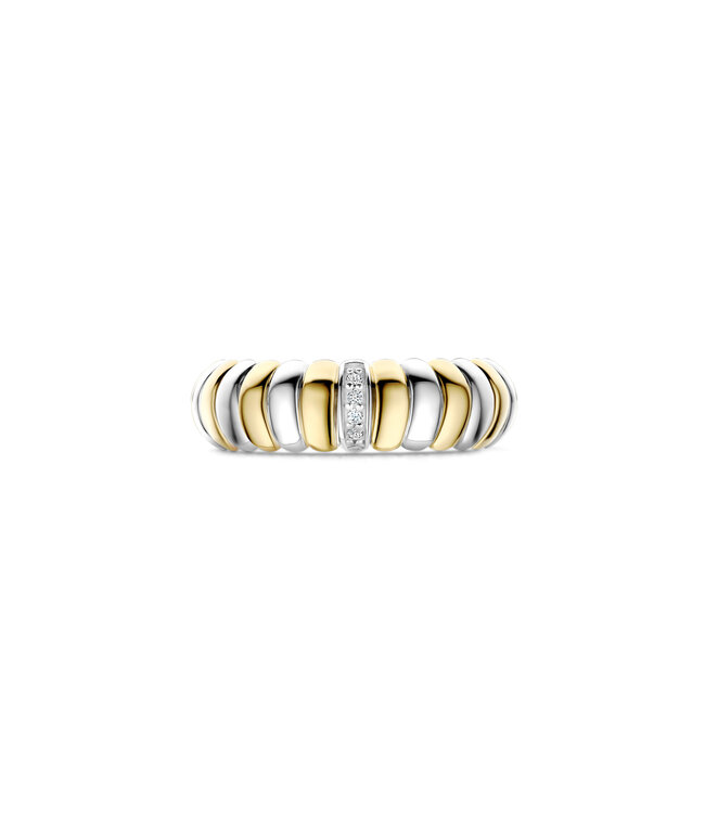 TI SENTO Ring 12383ZY - Silver plated, Zirconia white yellow gold plated