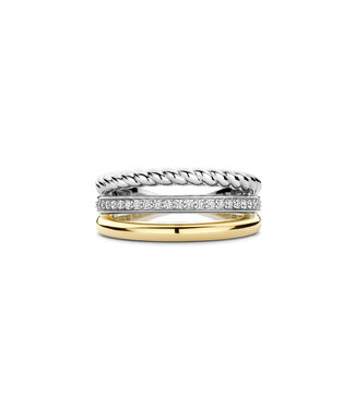 Ring 12385ZY - Sterlingsilber mit gelb Vergoldung, Zirkonia Weiß mit Gelb-Vergoldung