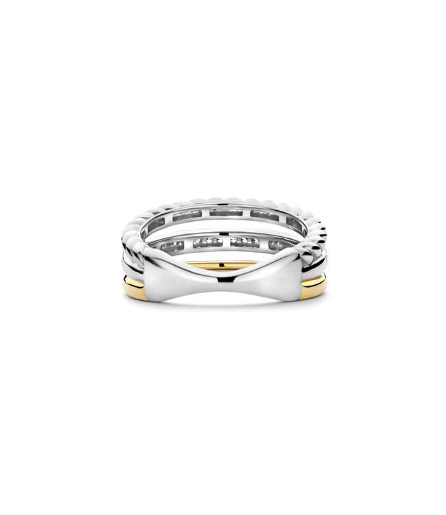 TI SENTO Ring 12385ZY - Sterlingsilber mit gelb Vergoldung, Zirkonia Weiß mit Gelb-Vergoldung