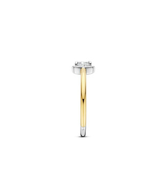 Ring 12388ZY - Sterlingsilber mit gelb Vergoldung, Zirkonia Weiß mit Gelb-Vergoldung