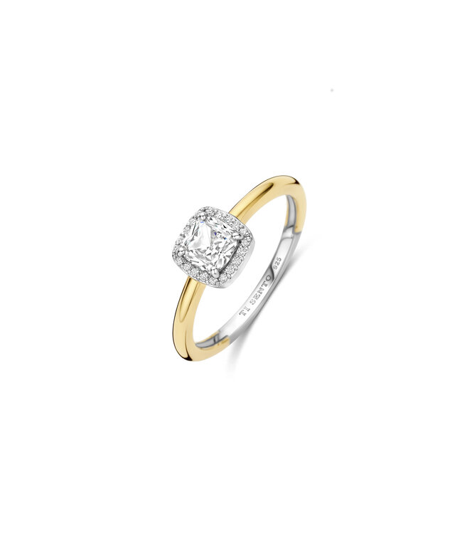 TI SENTO Ring 12388ZY - Silver plated, Zirconia white yellow gold plated
