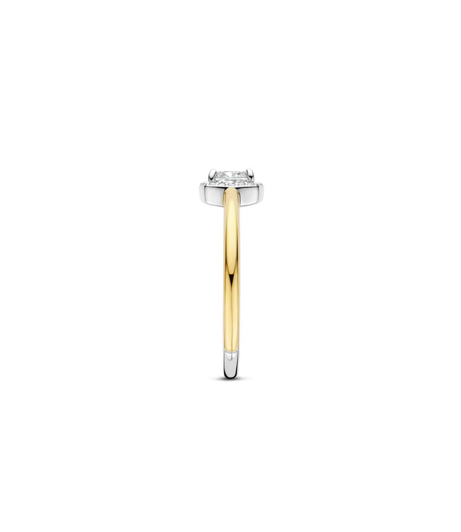 TI SENTO Ring 12388ZY - Sterlingsilber mit gelb Vergoldung, Zirkonia Weiß mit Gelb-Vergoldung