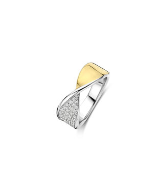 Ring 12393ZY - Sterlingsilber mit gelb Vergoldung, Zirkonia Weiß mit Gelb-Vergoldung
