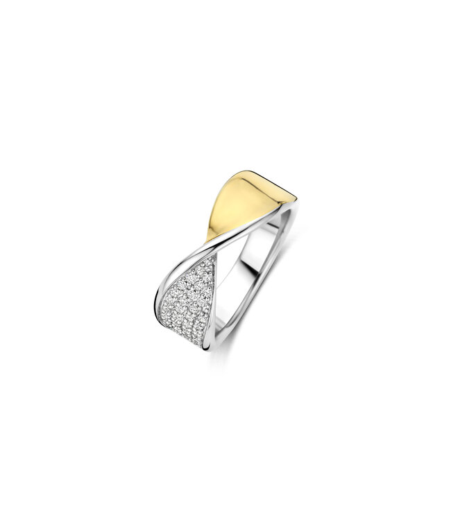 TI SENTO Ring 12393ZY - Silver plated, Zirconia white yellow gold plated
