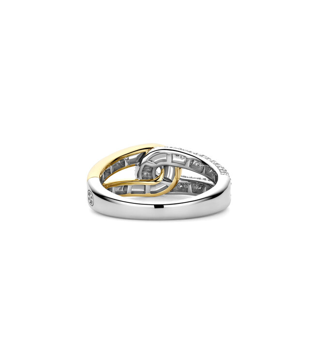TI SENTO Ring 12394ZY - Silver plated, Zirconia white yellow gold plated