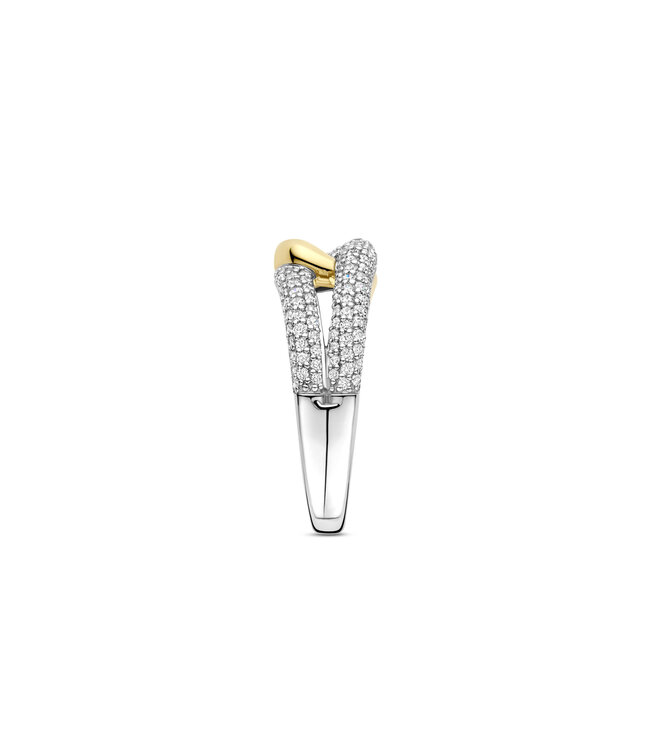TI SENTO Ring 12394ZY - Silver plated, Zirconia white yellow gold plated