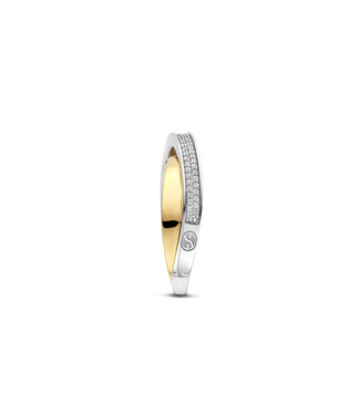 Ring 12395ZY - Silver plated, Zirconia white yellow gold plated