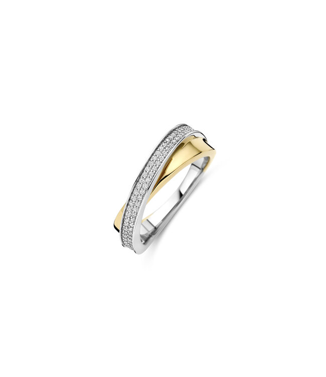 TI SENTO Ring 12395ZY - Sterlingsilber mit gelb Vergoldung, Zirkonia Weiß mit Gelb-Vergoldung