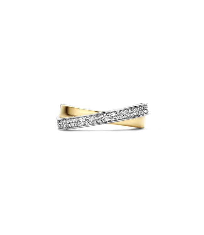 TI SENTO Ring 12395ZY - Sterlingsilber mit gelb Vergoldung, Zirkonia Weiß mit Gelb-Vergoldung