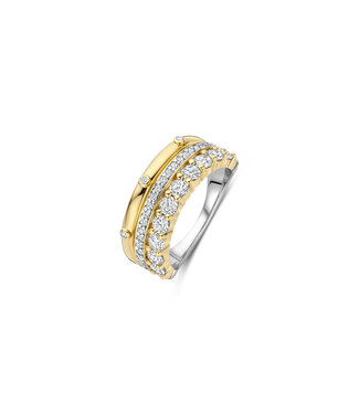 Ring 12397ZY - Sterlingsilber mit gelb Vergoldung, Zirkonia Weiß mit Gelb-Vergoldung
