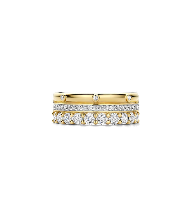 TI SENTO Ring 12397ZY - Sterlingsilber mit gelb Vergoldung, Zirkonia Weiß mit Gelb-Vergoldung