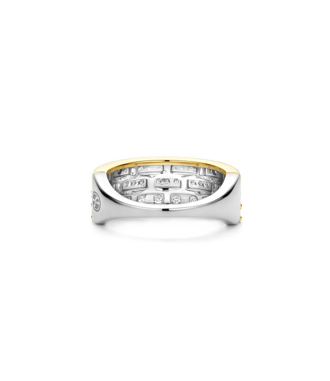 TI SENTO Ring 12397ZY - Sterlingsilber mit gelb Vergoldung, Zirkonia Weiß mit Gelb-Vergoldung