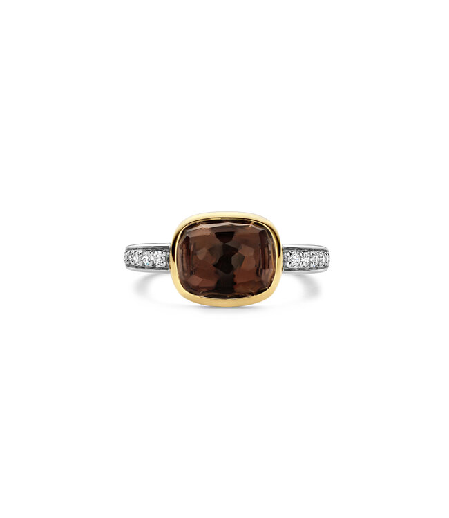 TI SENTO Ring 12398SQ - Sterlingsilber mit gelb Vergoldung, Braun