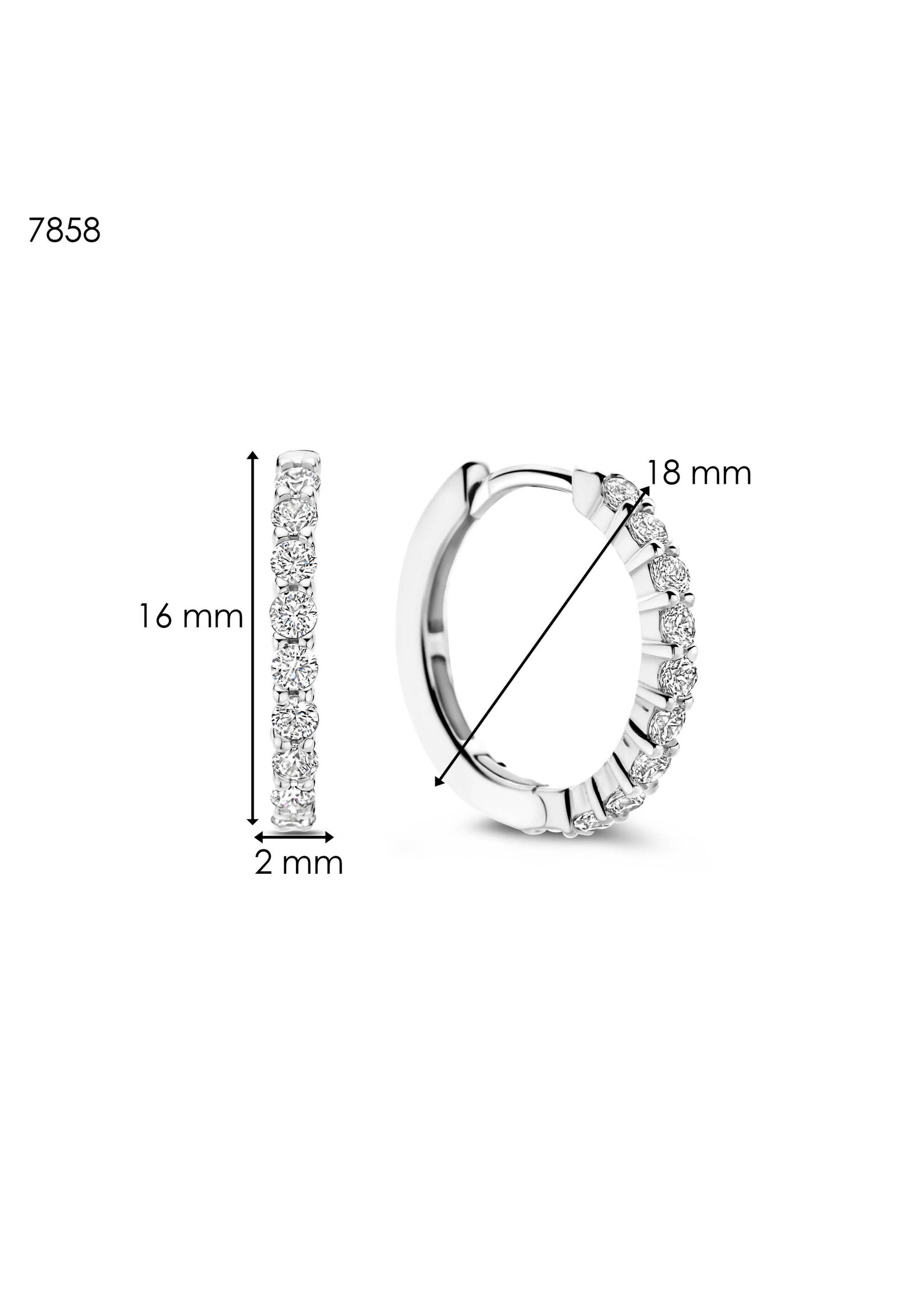 Ti Sento TI SENTO Middelgrote oorringen - 7958ZI - Zilver platina verguld, Zirconia wit