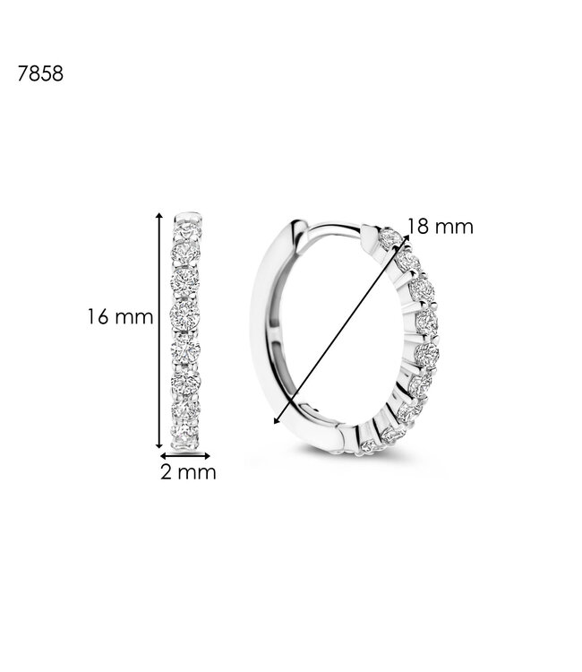 TI SENTO Middelgrote oorringen - 7958ZI - Zilver platina verguld, Zirconia wit