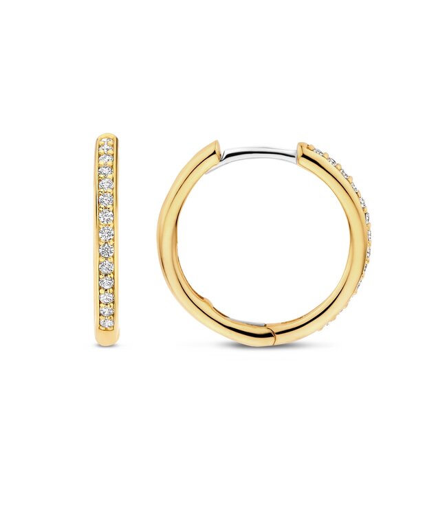 TI SENTO Medium Hoops - 7959ZY - Silver plated, Zirconia white yellow gold plated