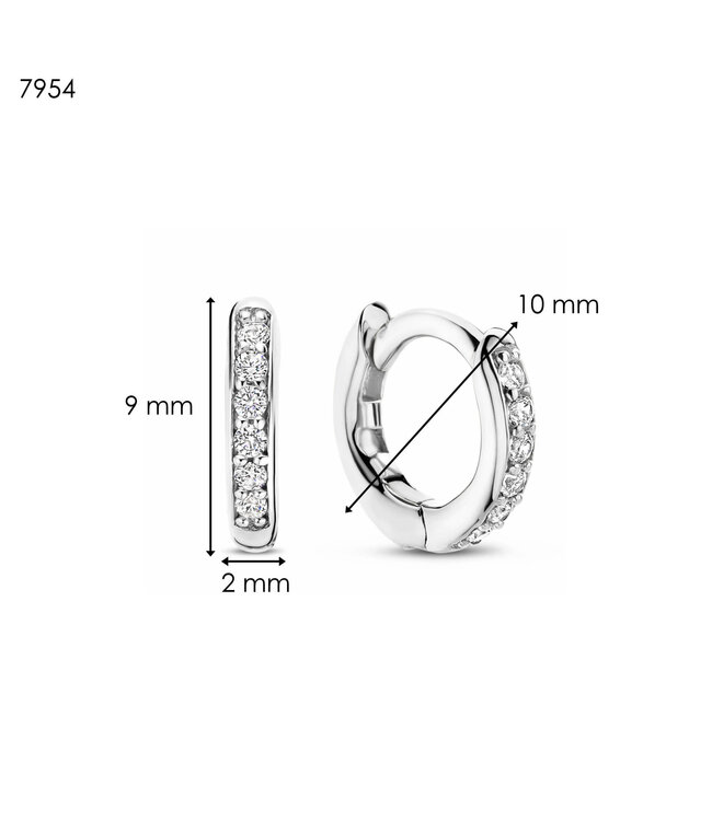 TI SENTO Mini Huggies - 7954ZI - Zilver platina verguld, Zirconia wit