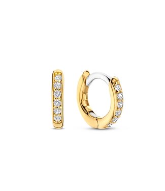 Mini Huggies - 7954ZY - Silver plated, Zirconia white yellow gold plated