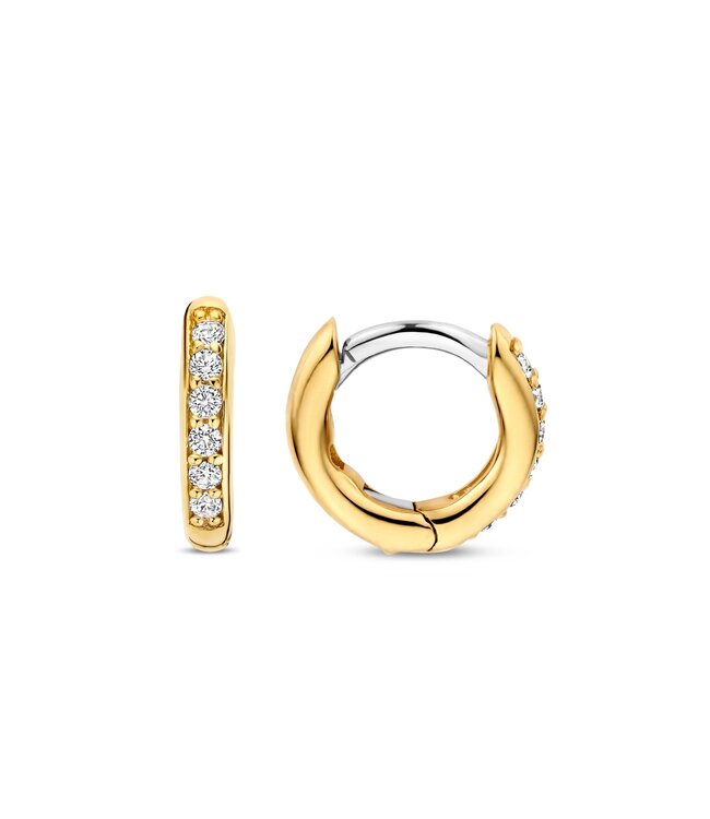 TI SENTO Mini Huggies - 7954ZY - Silver plated, Zirconia white yellow gold plated