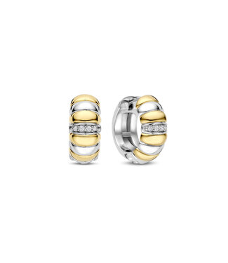Earrings 78024ZY - Silver plated, Zirconia white yellow gold plated