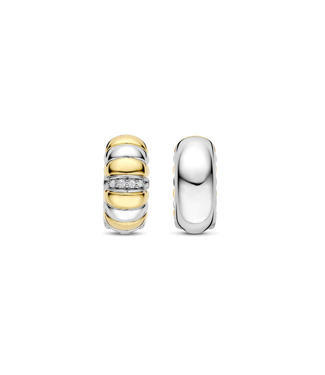 TI SENTO Ohrringe 78024ZY - Sterlingsilber mit gelb Vergoldung, Zirkonia Weiß mit Gelb-Vergoldung