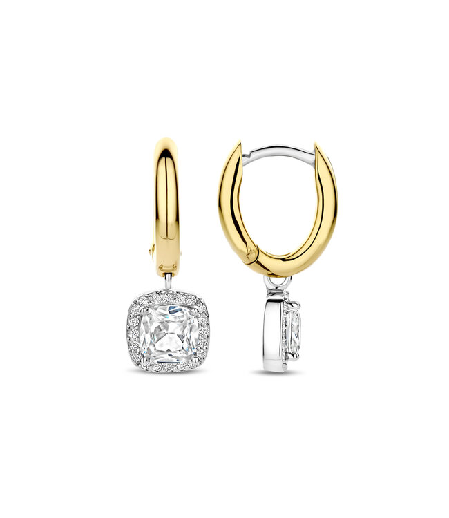 TI SENTO Earrings 78030ZY - Silver plated, Zirconia white yellow gold plated
