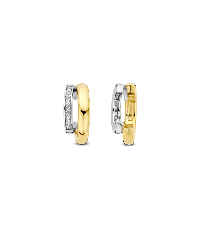 TI SENTO Earrings 78035ZY - Silver plated, Zirconia white yellow gold plated